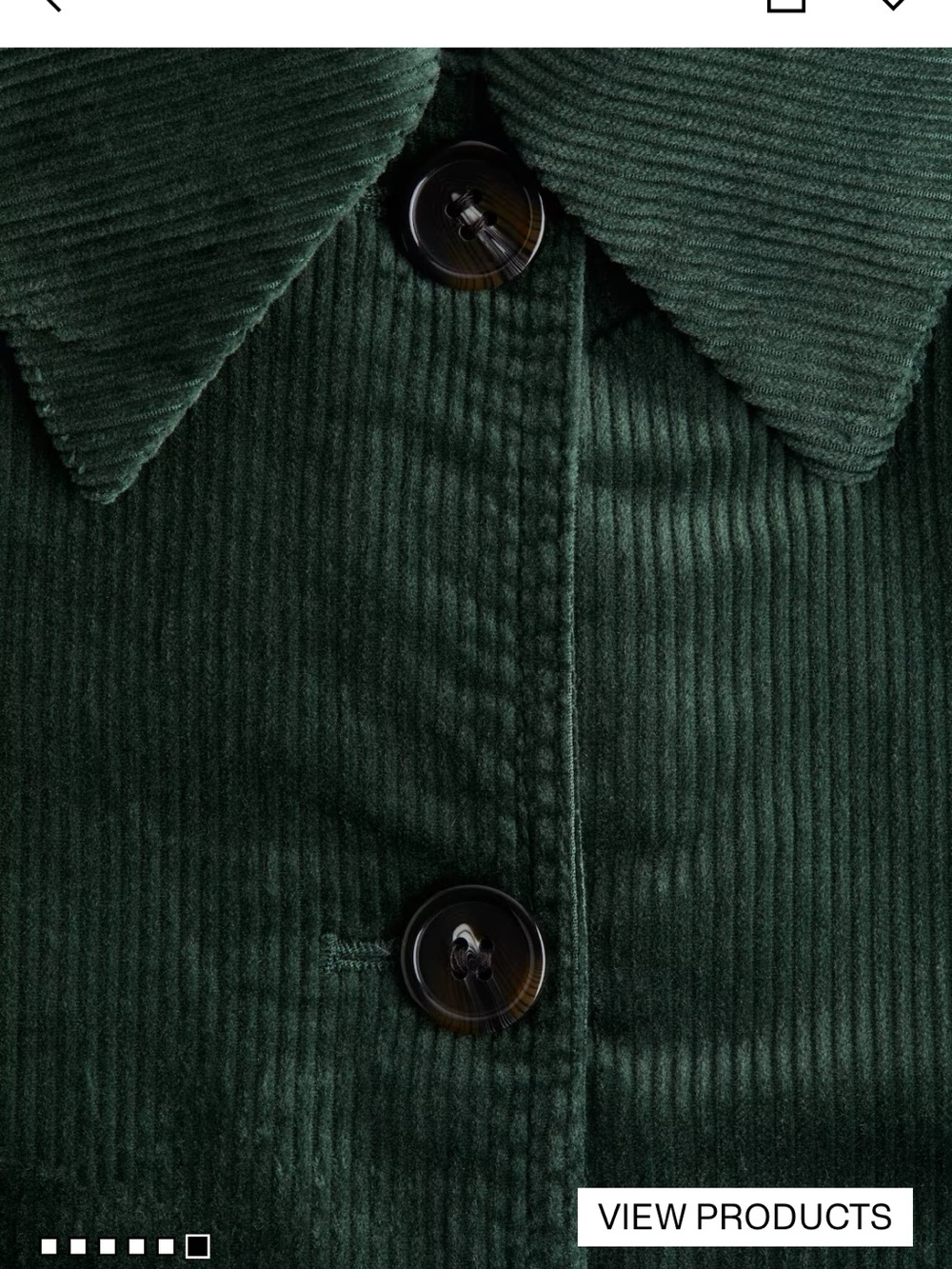H&M Dark Green Corduroy Button-Up Jacket - Picture 2 of 3